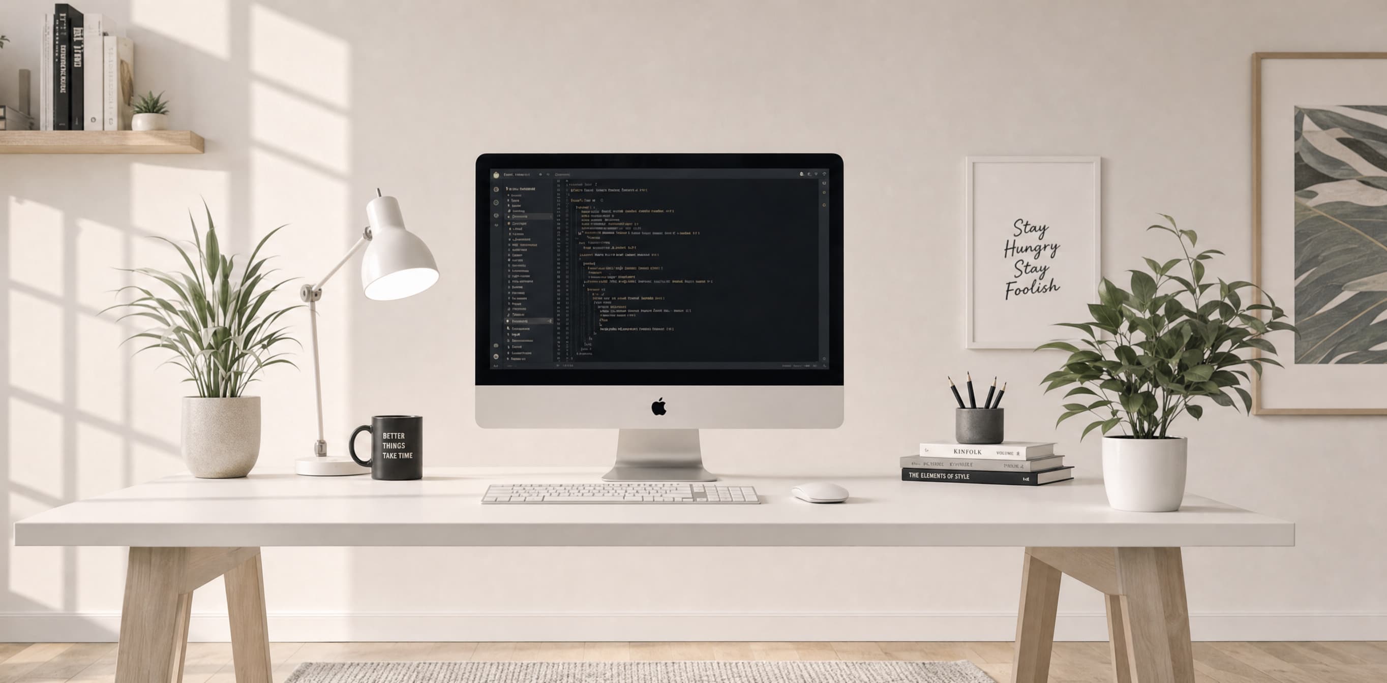 Desk computer workspace